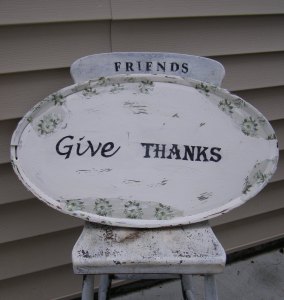 Thanksgiving Sign from Antique Mirror